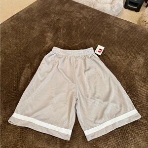 Denny’s Boys Gray Mesh Athletic Shorts with White Trim Large (14/16)